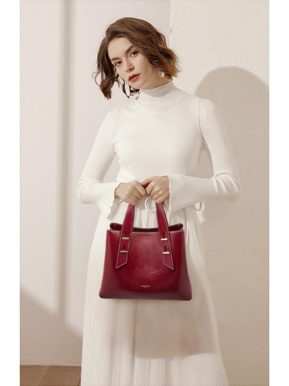 Stylish Genuine Leather Crossbody Satchel Handbags for Women - Versatile Tote - Picture 2 of 9
